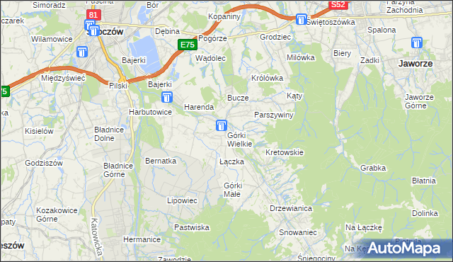 mapa Górki Wielkie, Górki Wielkie na mapie Targeo