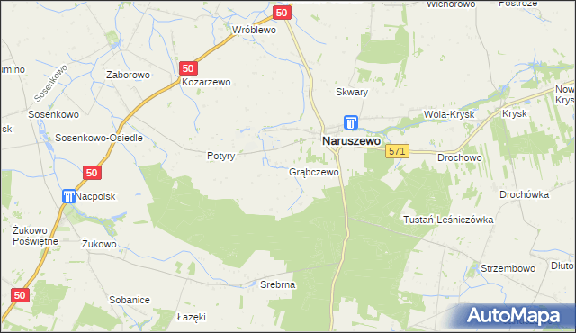 mapa Grąbczewo gmina Naruszewo, Grąbczewo gmina Naruszewo na mapie Targeo