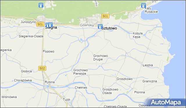 mapa Grochowo Drugie, Grochowo Drugie na mapie Targeo