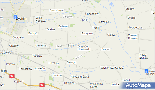 mapa Grzybów Hornowski, Grzybów Hornowski na mapie Targeo