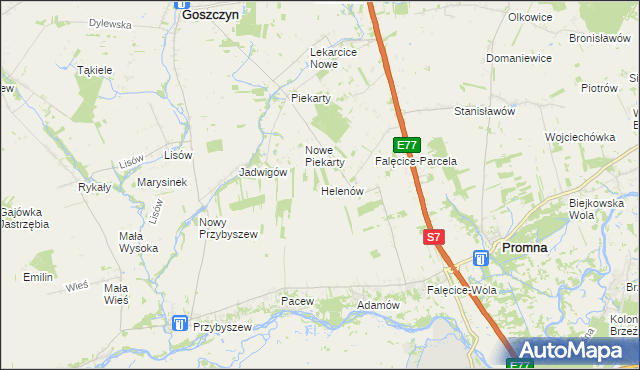 mapa Helenów gmina Promna, Helenów gmina Promna na mapie Targeo