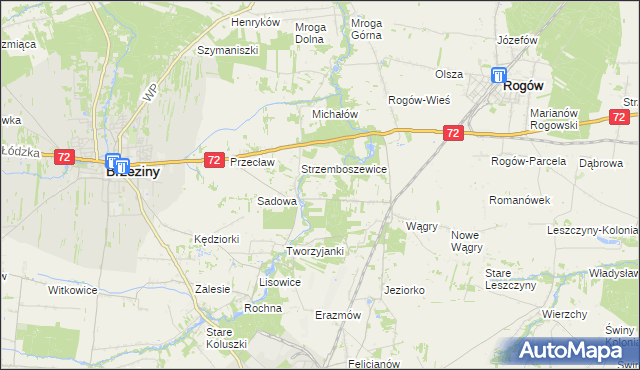 mapa Helenówka gmina Brzeziny, Helenówka gmina Brzeziny na mapie Targeo