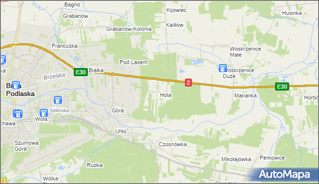 mapa Hola gmina Biała Podlaska, Hola gmina Biała Podlaska na mapie Targeo