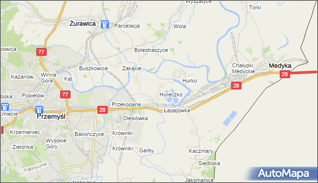 mapa Hureczko, Hureczko na mapie Targeo