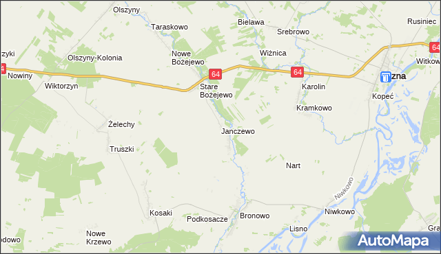 mapa Janczewo gmina Wizna, Janczewo gmina Wizna na mapie Targeo