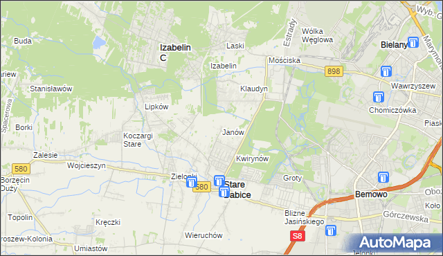 mapa Janów gmina Stare Babice, Janów gmina Stare Babice na mapie Targeo