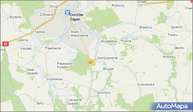 mapa Jastrzygowice, Jastrzygowice na mapie Targeo