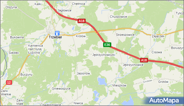 mapa Jędrzychowiczki, Jędrzychowiczki na mapie Targeo