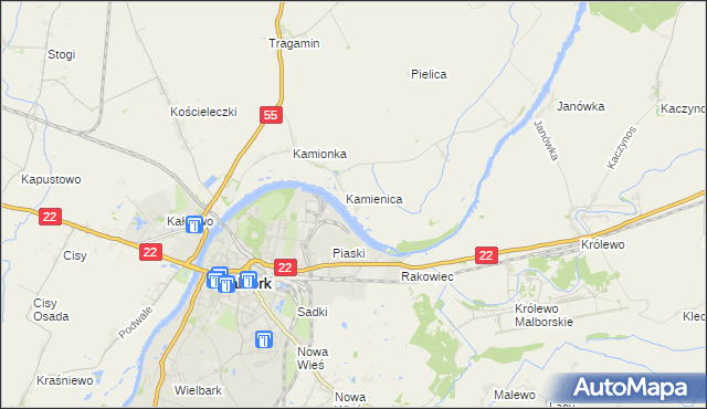 mapa Kamienice gmina Malbork, Kamienice gmina Malbork na mapie Targeo