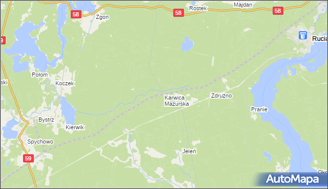 mapa Karwica Mazurska, Karwica Mazurska na mapie Targeo