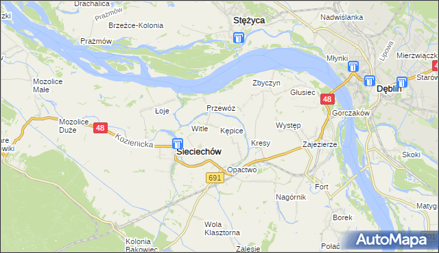 mapa Kępice gmina Sieciechów, Kępice gmina Sieciechów na mapie Targeo