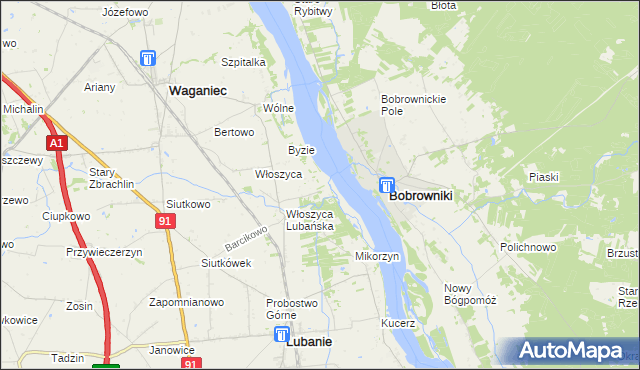 mapa Kocia Górka gmina Lubanie, Kocia Górka gmina Lubanie na mapie Targeo