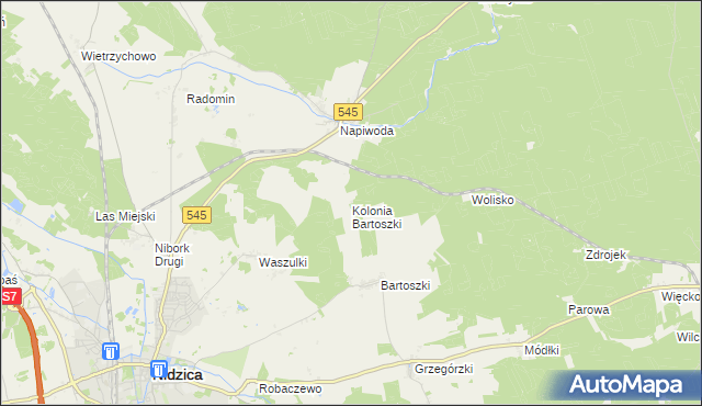mapa Kolonia Bartoszki, Kolonia Bartoszki na mapie Targeo