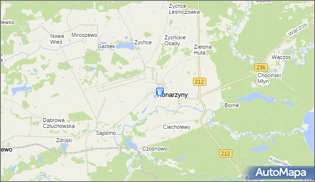 mapa Konarzyny powiat chojnicki, Konarzyny powiat chojnicki na mapie Targeo