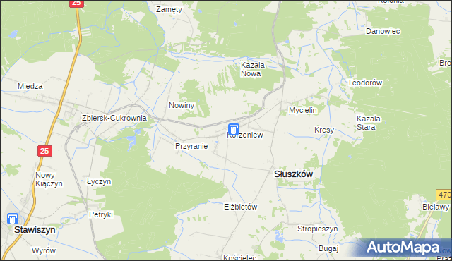 mapa Korzeniew, Korzeniew na mapie Targeo