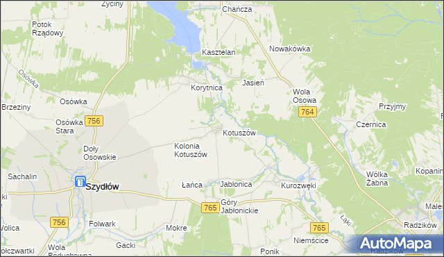 mapa Kotuszów gmina Szydłów, Kotuszów gmina Szydłów na mapie Targeo