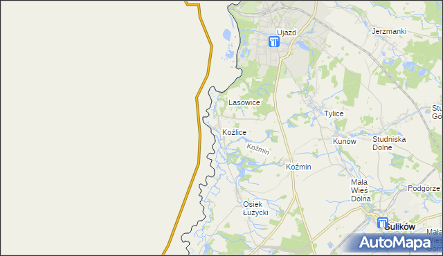 mapa Koźlice gmina Zgorzelec, Koźlice gmina Zgorzelec na mapie Targeo