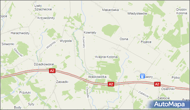 mapa Krasna-Kolonia, Krasna-Kolonia na mapie Targeo