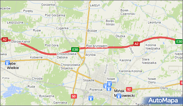 mapa Królewiec gmina Mińsk Mazowiecki, Królewiec gmina Mińsk Mazowiecki na mapie Targeo