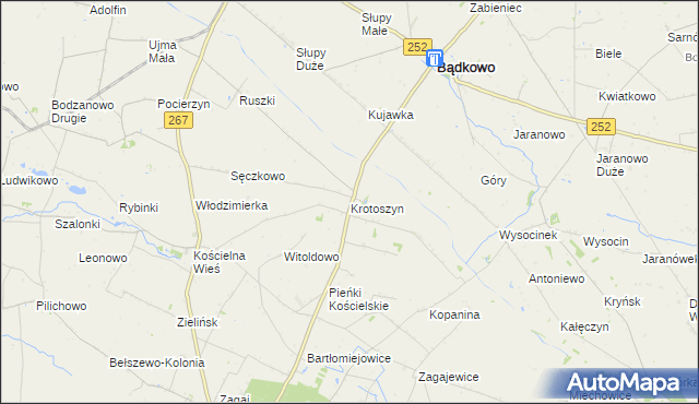 mapa Krotoszyn gmina Osięciny, Krotoszyn gmina Osięciny na mapie Targeo