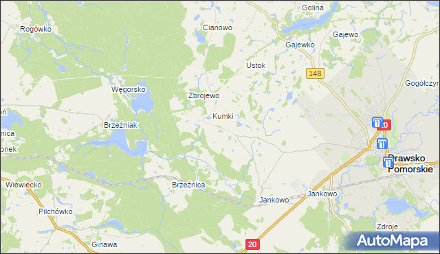 mapa Krzynno, Krzynno na mapie Targeo