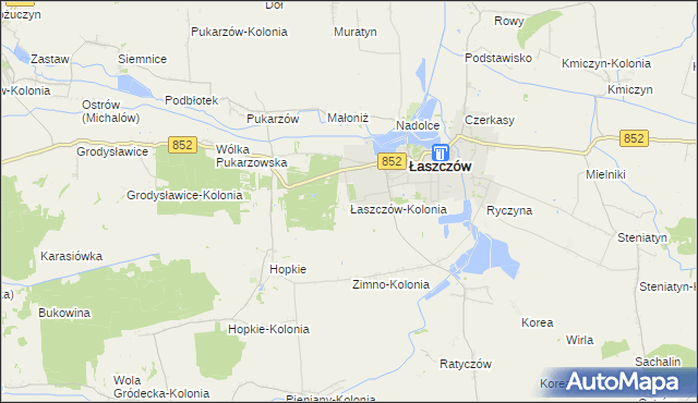 mapa Łaszczów-Kolonia, Łaszczów-Kolonia na mapie Targeo