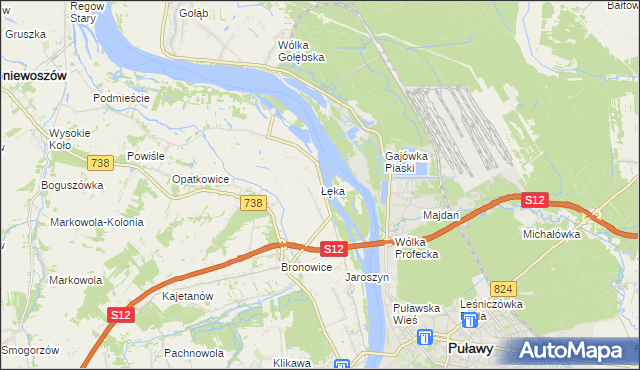 mapa Łęka gmina Puławy, Łęka gmina Puławy na mapie Targeo