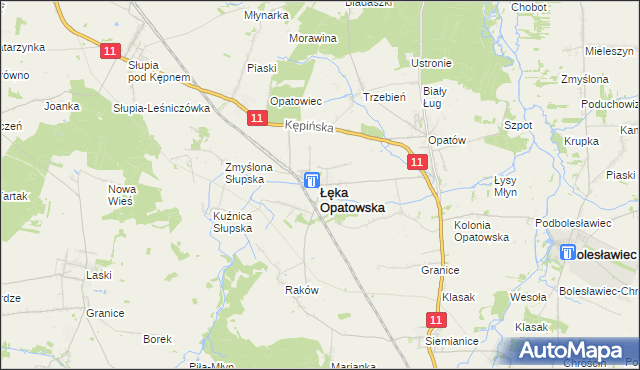 mapa Łęka Opatowska, Łęka Opatowska na mapie Targeo