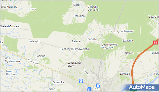 mapa Leszczydół-Pustki, Leszczydół-Pustki na mapie Targeo