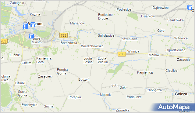 mapa Lgota Wielka gmina Wolbrom, Lgota Wielka gmina Wolbrom na mapie Targeo