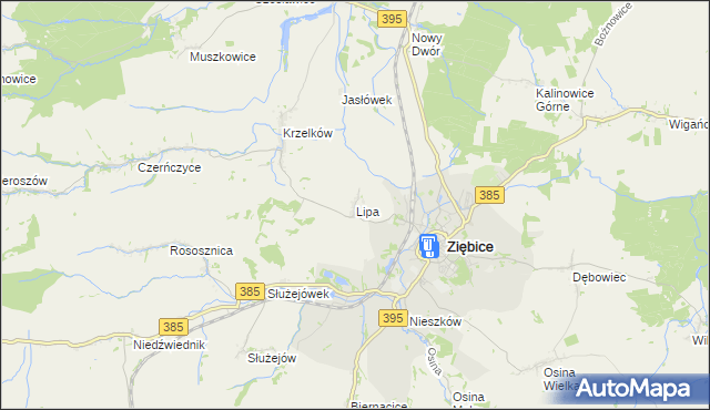 mapa Lipa gmina Ziębice, Lipa gmina Ziębice na mapie Targeo