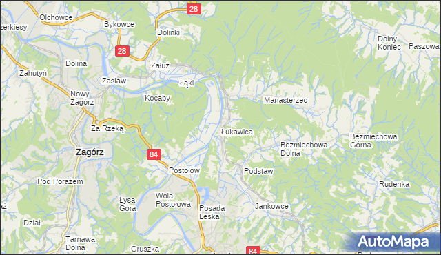 mapa Łukawica gmina Lesko, Łukawica gmina Lesko na mapie Targeo