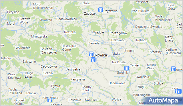 mapa Łukowica, Łukowica na mapie Targeo