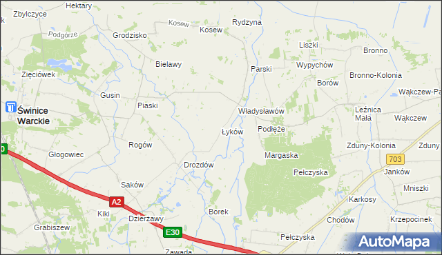 mapa Łyków, Łyków na mapie Targeo