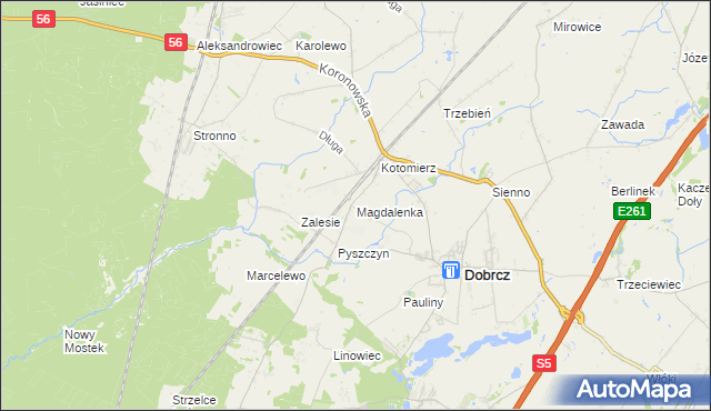 mapa Magdalenka gmina Dobrcz, Magdalenka gmina Dobrcz na mapie Targeo