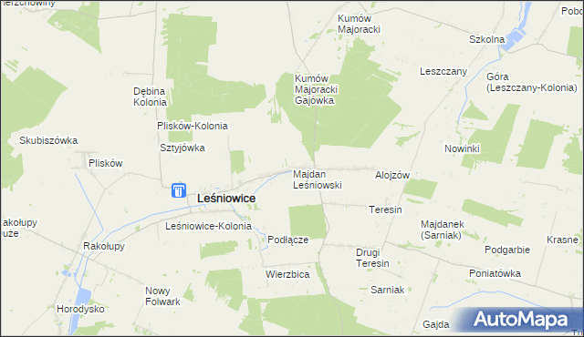 mapa Majdan Leśniowski, Majdan Leśniowski na mapie Targeo