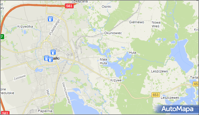mapa Mała Huta gmina Suwałki, Mała Huta gmina Suwałki na mapie Targeo