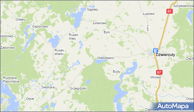 mapa Małszewko, Małszewko na mapie Targeo