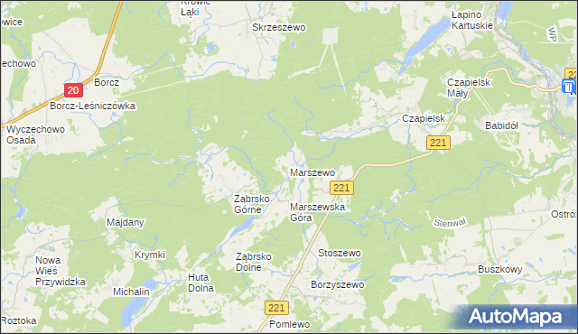 mapa Marszewo gmina Przywidz, Marszewo gmina Przywidz na mapie Targeo