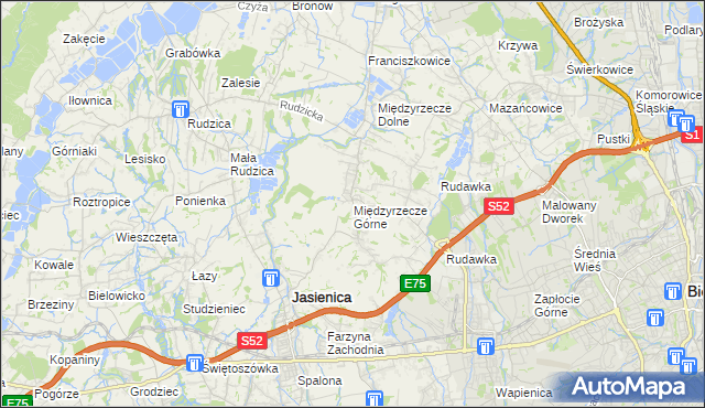 mapa Międzyrzecze Górne, Międzyrzecze Górne na mapie Targeo