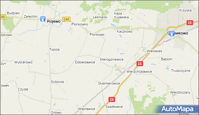 mapa Mierogoniewice, Mierogoniewice na mapie Targeo
