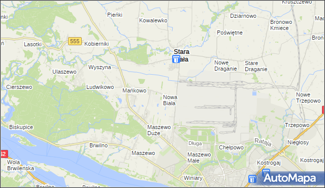 mapa Nowa Biała gmina Stara Biała, Nowa Biała gmina Stara Biała na mapie Targeo