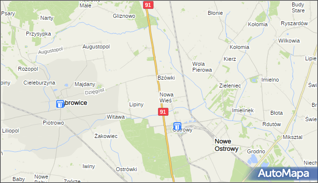 mapa Nowa Wieś gmina Nowe Ostrowy, Nowa Wieś gmina Nowe Ostrowy na mapie Targeo