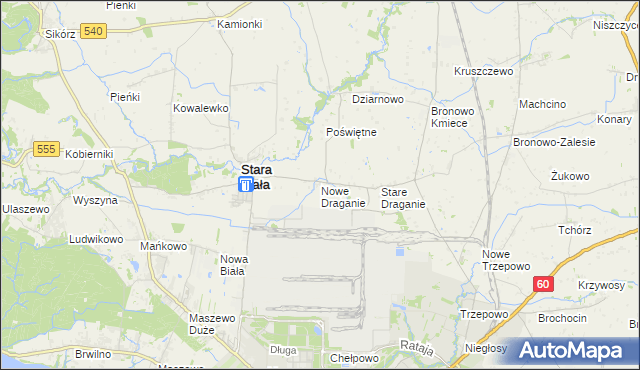 mapa Nowe Draganie, Nowe Draganie na mapie Targeo