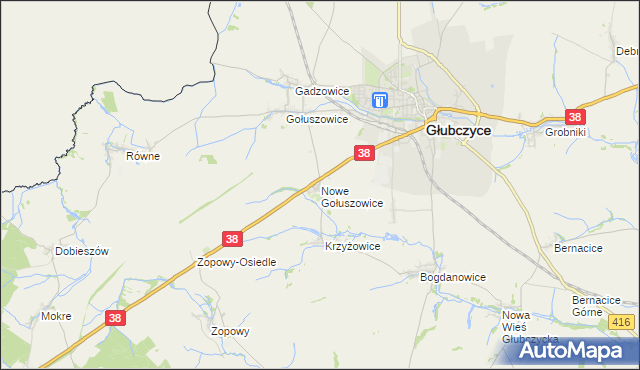 mapa Nowe Gołuszowice, Nowe Gołuszowice na mapie Targeo