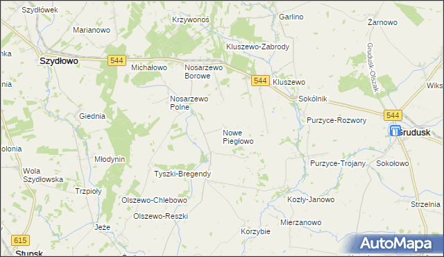 mapa Nowe Piegłowo, Nowe Piegłowo na mapie Targeo