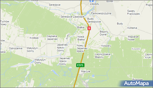 mapa Nowy Jasieniec Iłżecki, Nowy Jasieniec Iłżecki na mapie Targeo