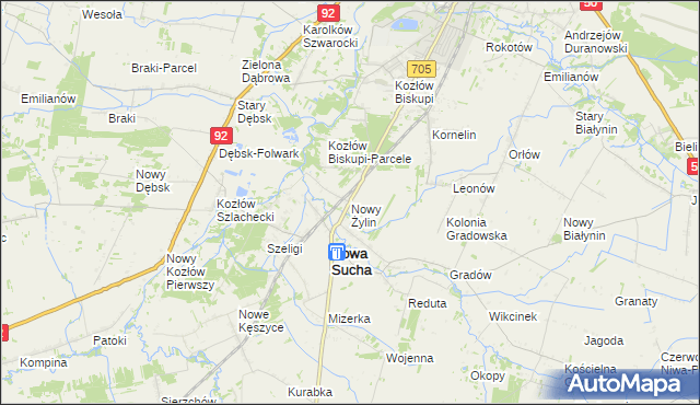 mapa Nowy Żylin, Nowy Żylin na mapie Targeo