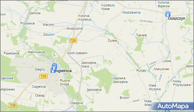 mapa Odcinki Dylewskie, Odcinki Dylewskie na mapie Targeo