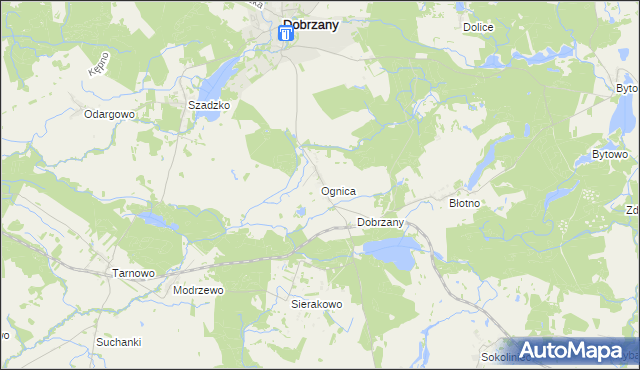 mapa Ognica gmina Dobrzany, Ognica gmina Dobrzany na mapie Targeo